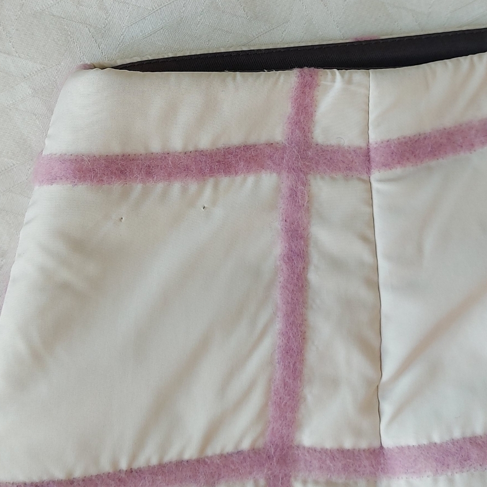 3.1 Philip Lim Wool Silk Angora Fuzzy Grid Plaid Mini Skirt Size 10 Back Zipper - Picture 6 of 12